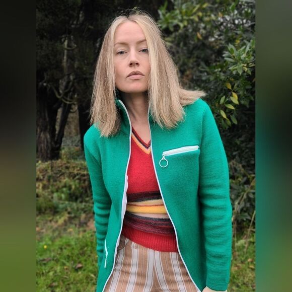 The Kelly Green Wool Zip Up TUNDRA Sweater M - Picture 11 of 16